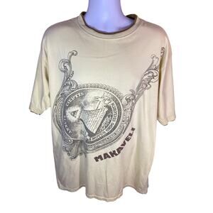 Y2K 2Pac aka Makaveli Beige Hip Hop Rap T‑Shirt — Size XL (24x30)